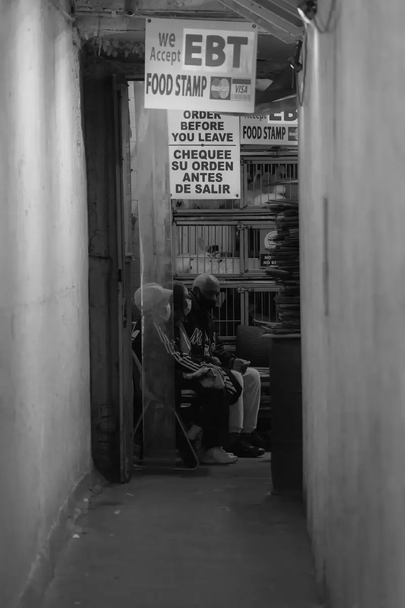 EBT corridor, monochrome documentary