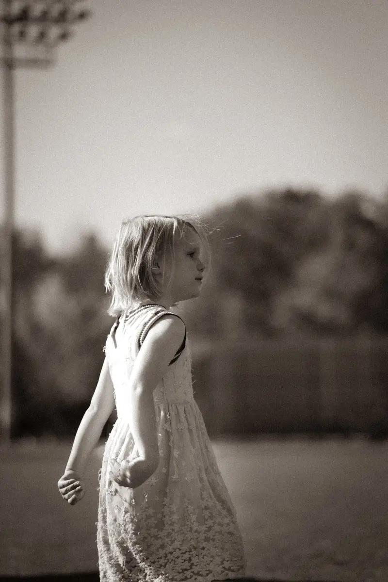 Girl profile, black and white