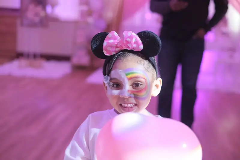 Face-painted girl with balloon
