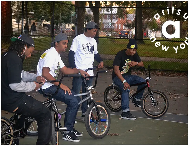 BMX crew at basketball court