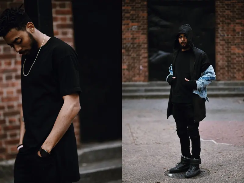Aritsu black elongated tee diptych
