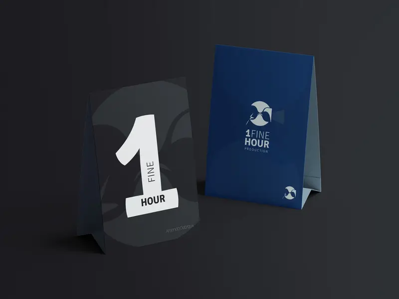 1 Fine Hour Productions tent card brochure mockup