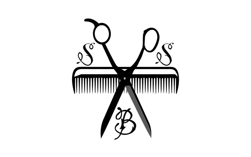 Barber monogram built from scissors and a comb