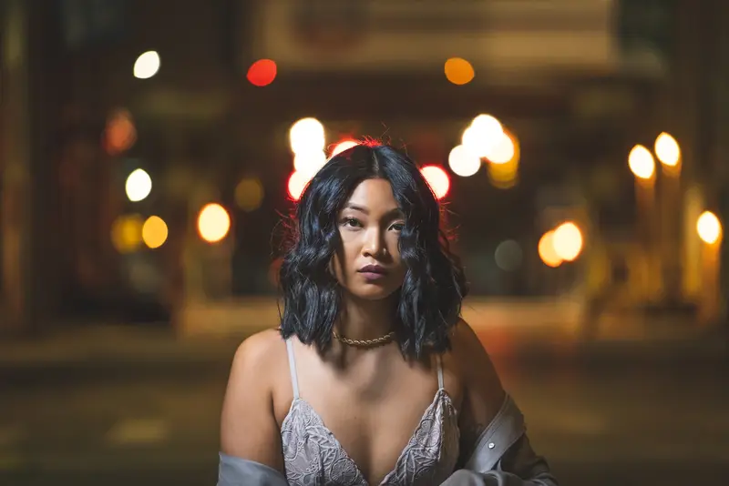 Night bokeh portrait