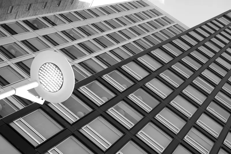 Black and white facade grid